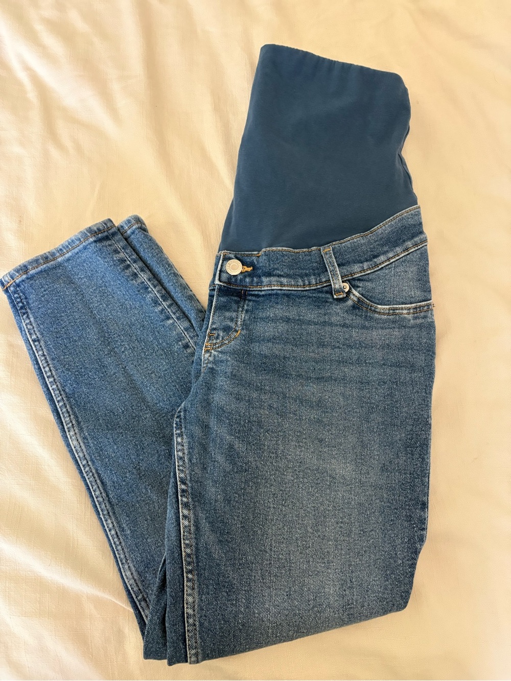 H&M Blue Denim Maternity Jeans with Stretch Panel